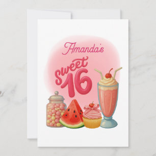 Pink Sweet Sixteen Birthday Invitation