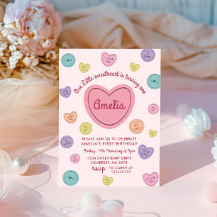 Pink Sweetheart Candy Valentine Birthday Einladung