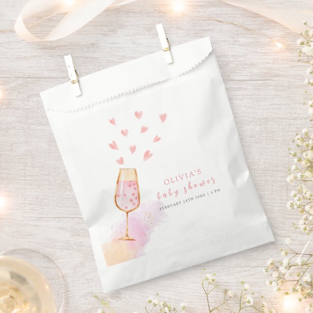 Pink Sweetheart Champagne Valentines Baby Dusche Geschenktütchen (Ausgeschnitten)
