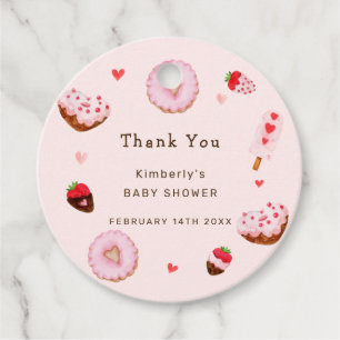 Pink Sweetheart Donuts Valentines Baby Dusche Geschenkanhänger