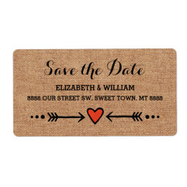 Pink Sweethearts & Arrows Burlap Save the Date