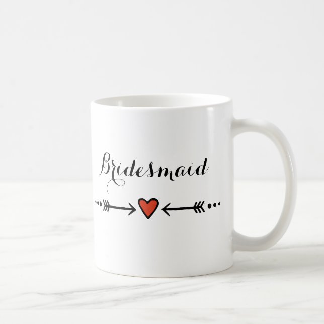 Pink Sweethearts & Arrows Rustic Bridesmaid Kaffeetasse (Rechts)