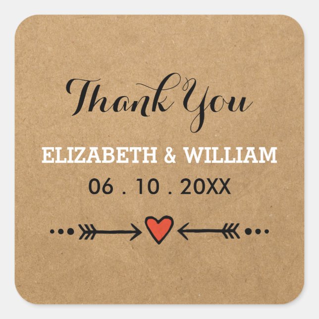 Pink Sweethearts & Arrows Square Wedding Vielen Da Quadratischer Aufkleber (Vorderseite)