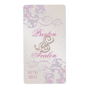 Pink Swirl Champagner Juwelen Wein Etikett