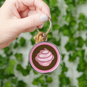 Pink Swirl Cupcake Schlüsselanhänger