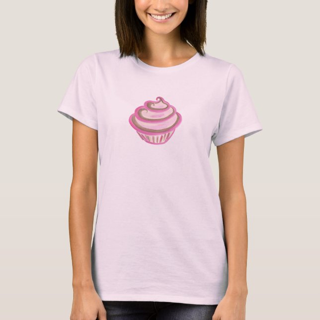 Pink Swirl Cupcake T - Shirt (Vorderseite)