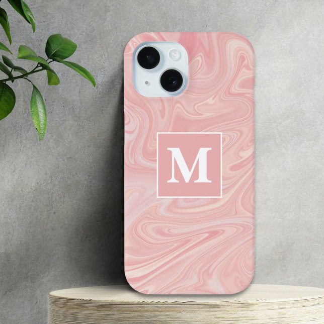 Pink Swirl Custom Monogram Case-Mate iPhone Hülle (Von Creator hochgeladen)