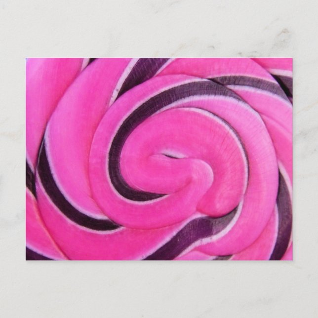 Pink Swirl Lolly Postkarte (Vorderseite)