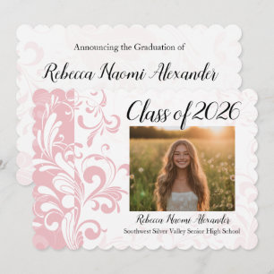 Pink Swirl Photo 2018 Faire-part de graduation