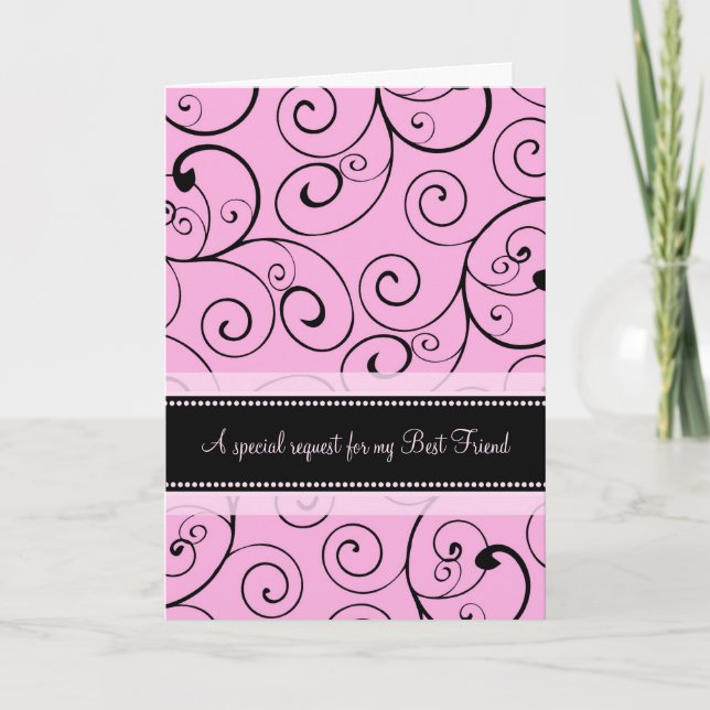 Pink Swirls Best Friend Bridesmaid Invitation Card (Devant)