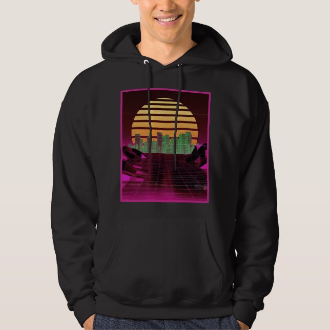 Pink Synthwave Design Men's Hoodie (Vorderseite)