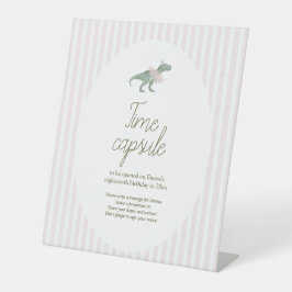 Pink T Rex Tutu Girl Birthday Time Capsule Sign Sockelschild