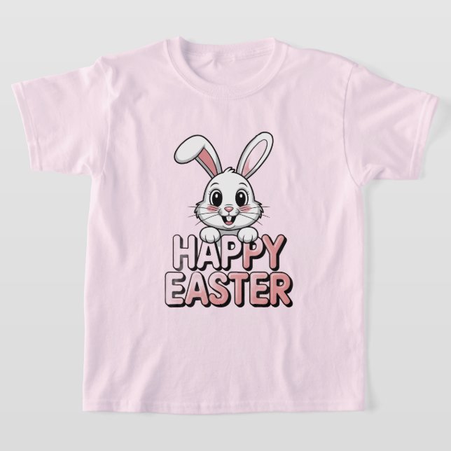 Pink T-Shirt Happy Easter White Bunny (Ablage )