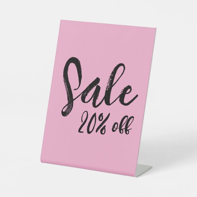 Pink Tabletop Verkaufszeichen für Kleinunternehmen Sockelschild (Vorderseite)