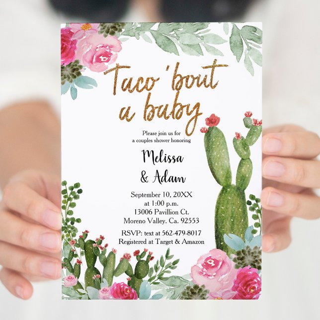 Pink Taco über eine Baby Cactus Baby Dusche Einladung (Von Creator hochgeladen)