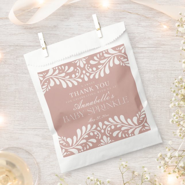 Pink Talavera Tile Fiesta Baby Sprinkle Dessert Geschenktütchen (Ausgeschnitten)