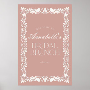 Pink Talavera Tile Fiesta Bridal Brunch Willkommen Poster