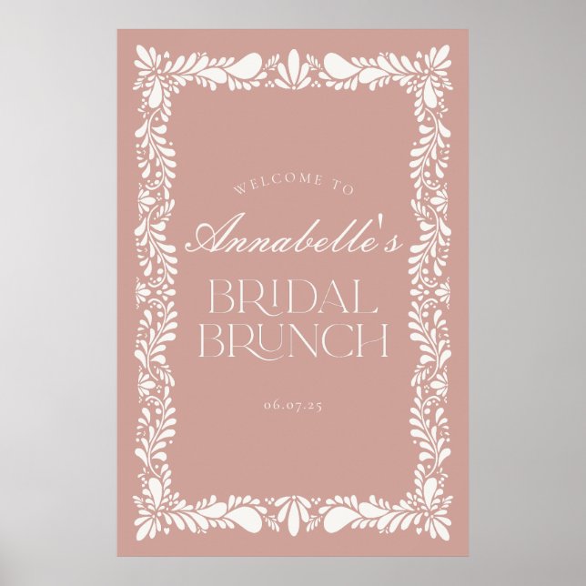 Pink Talavera Tile Fiesta Bridal Brunch Willkommen Poster (Vorne)