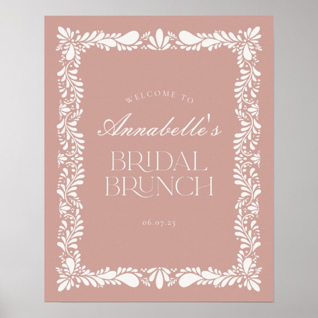 Pink Talavera Tile Fiesta Bridal Brunch Willkommen Poster (Vorne)