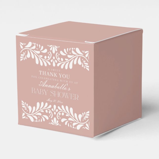 Pink Talavera Tile Spanische Fiesta Babydusche Geschenkschachtel (Vorderseite)
