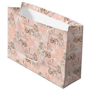 PINK & TAN BABY GIRL PRAM BLOCKS GROßE GESCHENKTÜTE