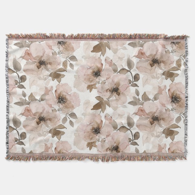 Pink Tan Floral Western Floral Decke (Vorderseite)
