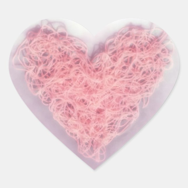 Pink Tangled Heart Herz-Aufkleber (Vorderseite)