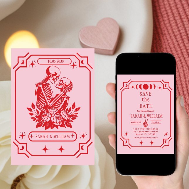 pink  tarot Goth save the date wedding Invitation Einladung (Von Creator hochgeladen)