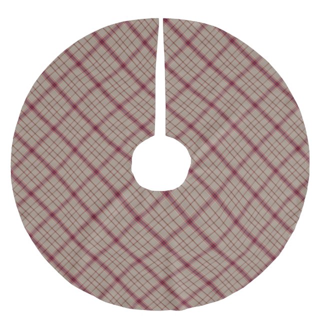 Pink Tartan Brushed Polyester Tree Skirt Polyester Weihnachtsbaumdecke (Vorderseite)