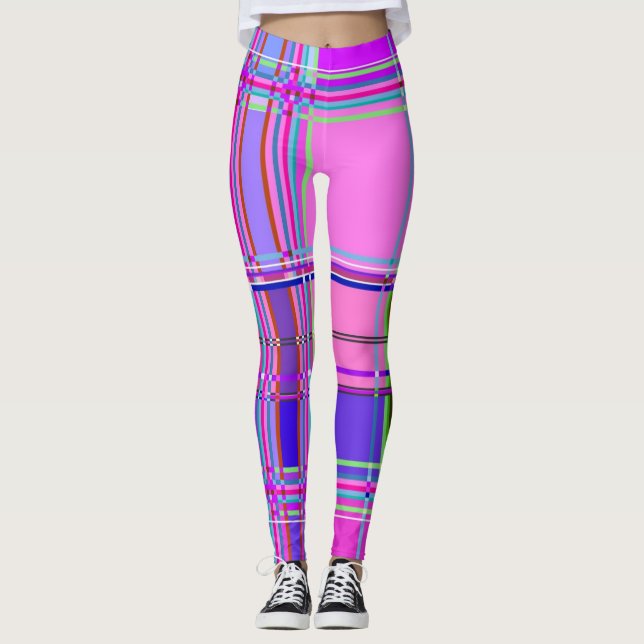 Pink tartan Fabric Pattern Cloth Madras Leggings (Vorderseite)