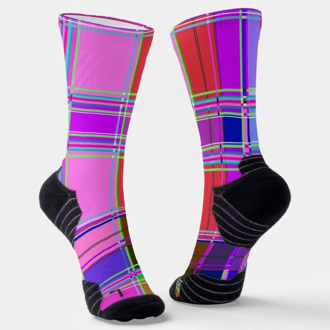 Pink tartan Fabric Pattern Cloth Madras Socken (Gewinkelt)