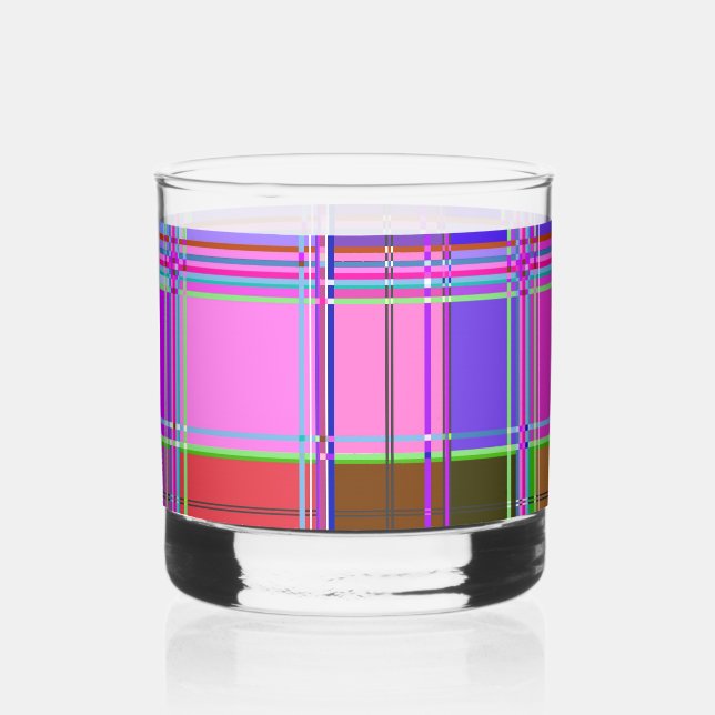 Pink tartan Fabric Pattern Cloth Madras Whiskyglas (Vorderseite)