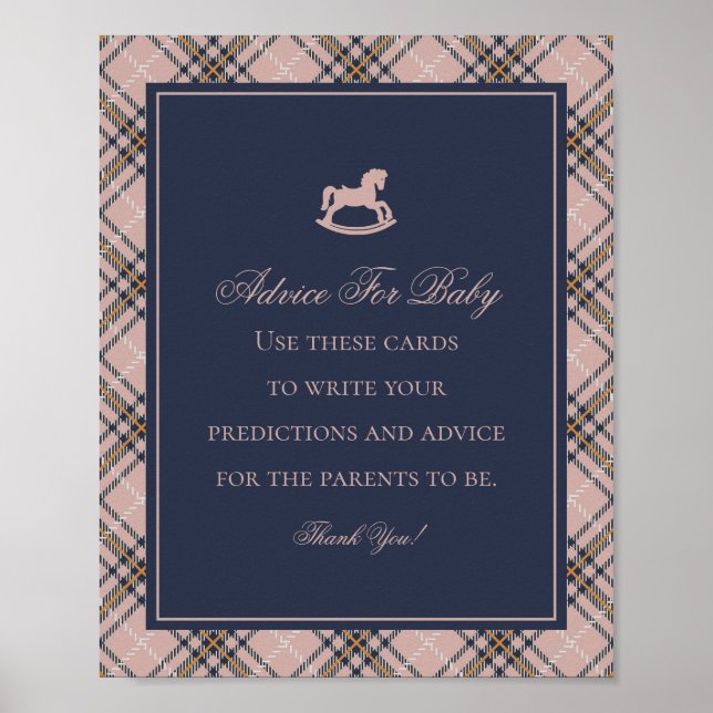 Pink Tartan Plaid Classic Rocking Advice for Baby Poster (Vorne)