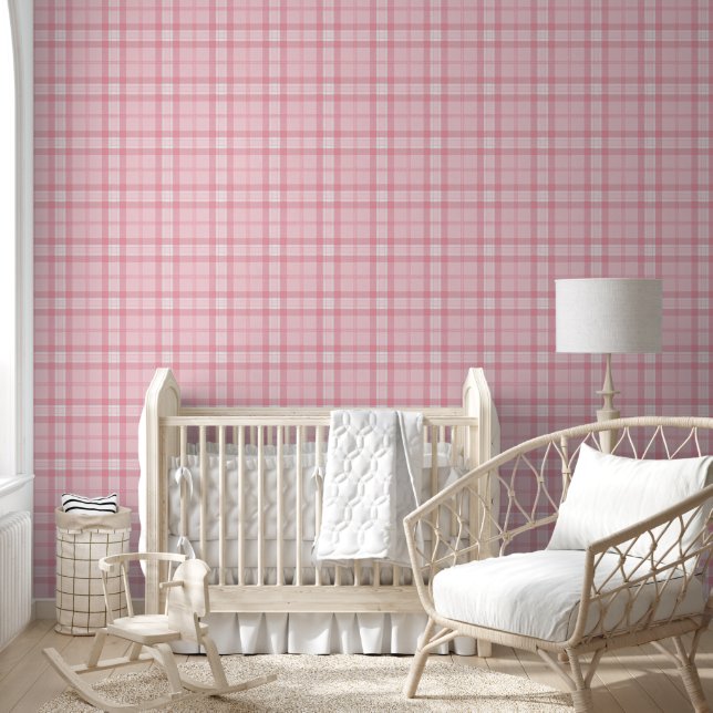 Pink Tartan Print - Gemütlich Kariert Tapete (Kinder)