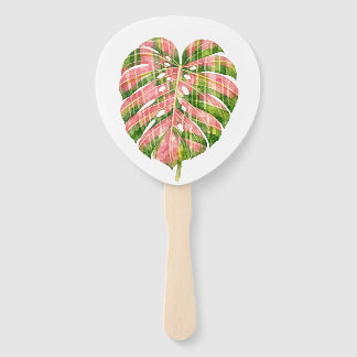 Pink Tartan Scottish Monstera Watercolour Botanic Fächer