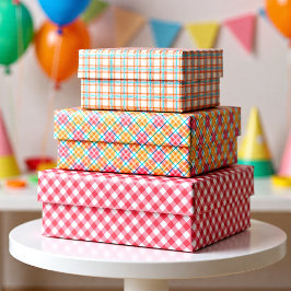 Pink Tartar kariertes Set im Sommer 3 Geschenkpapier Set
