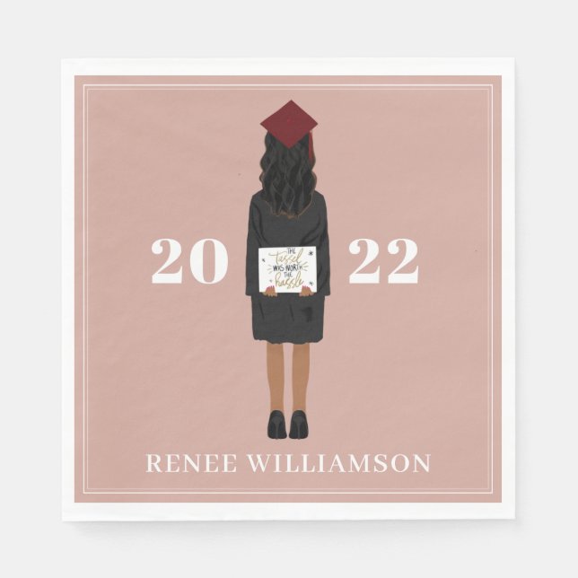 Pink Tassel war die Hassle Graduation Party Serviette (Vorderseite)