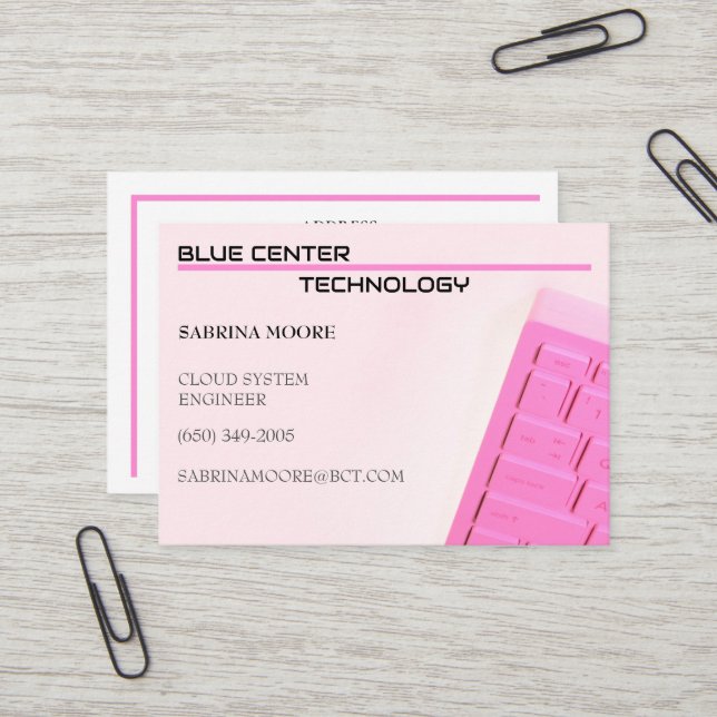 Pink-Tastatur-Informationstechnologie Visitenkarte (Vorderseite/Rückseite Beispiel)