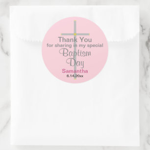 Pink Taufe Tochter Silver Cross Vielen Dank Runder Aufkleber
