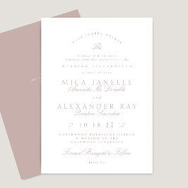 Pink Taupe Classic Calligraphy Formal Wedding Einladung