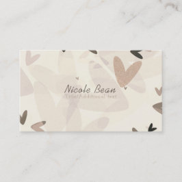 Pink & Taupe Herz Modernes Chic Whimsical Visitenkarte