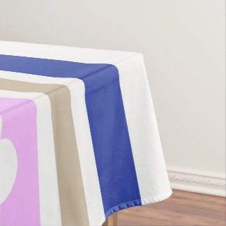 Pink Taupe White Blue Strip Scallop Muster Druck Tischdecke