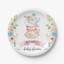 Pink Tea Party Babydusche Papierplatte