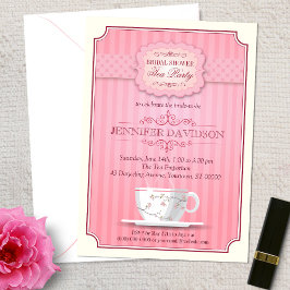 Pink Tea Party Bridal Dusche Einladung