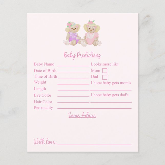 Pink Tea Party Kinderdusche Vorhersagen und Ratsch (Vorderseite)