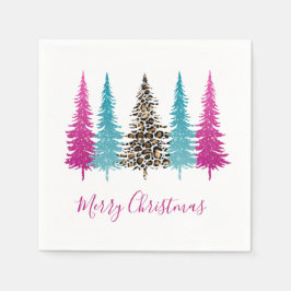 Pink Teal Glam Holiday Serviette