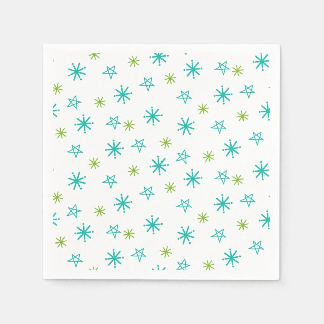 Pink Teal Green Stars Modern Christmas  Serviette (Vorderseite)