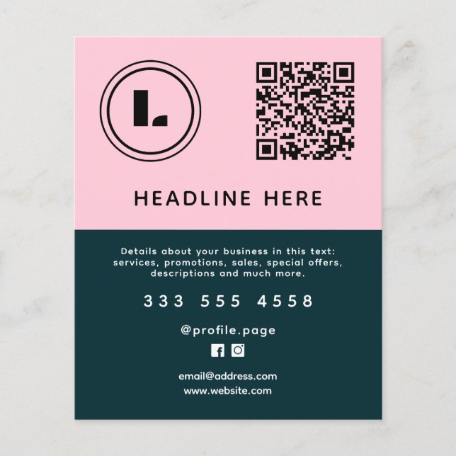 Pink teal minimalist salon flyer (Vorne)