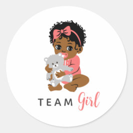 Pink Team Girl Sticker with Black Baby and Bear