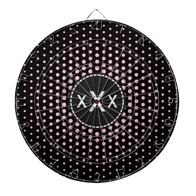 Pink Techno Dots Modernes Monogramm Dartscheibe (vorne)